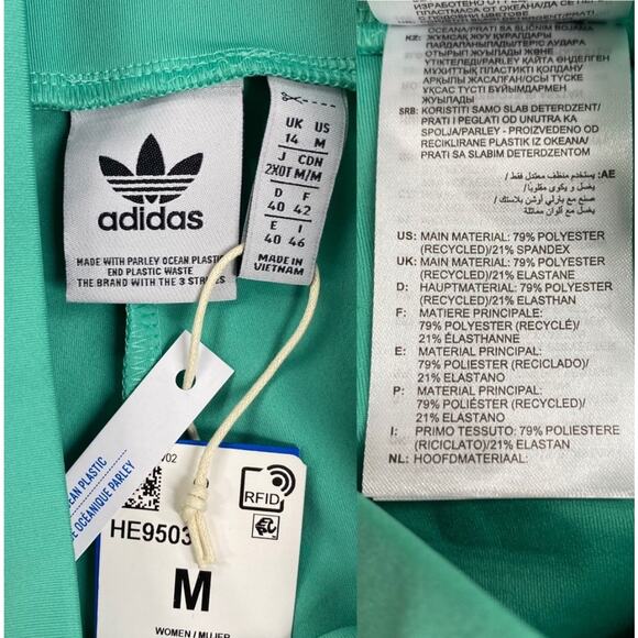 adidas Originals Mint Green 3-Stripes High Waist Bike Short NWT Size Medium - Picture 7 of 15